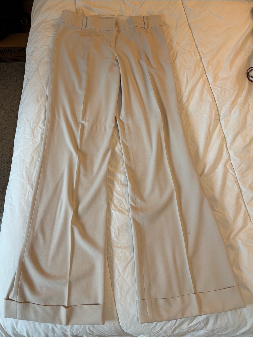 Ann Taylor Loft - elegant Women's Cream Wide-Leg Dress Pants - Picture 8 of 10